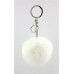 Key Chain - Rabbit Fur Pom Pom - White - KC-YQ001WT